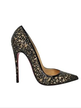 Christian Louboutin Black So Pretty 120 Laser Cut Patent Glitter Pumps
